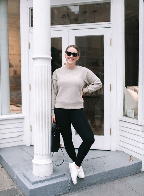 French Aesthetic Outfits - wit & whimsy Winter Athleisure Outfits, French Wardrobe Basics, Leather Leggings Look, Athleisure Capsule Wardrobe, Athleisure Capsule, Cute Lounge Outfits, Best Leggings For Women, Lounge Outfits, French Aesthetic