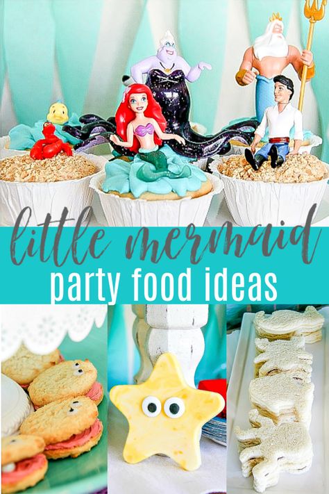 Food Ideas For a Little Mermaid Party | Tonya Staab Little Mermaid Party Ideas, Themed Movie Night, Sea Party Food, Little Mermaid Cupcakes, Mermaid Party Ideas, Mermaid Birthday Party Food, Mermaid Party Food, Little Mermaid Party, The Little Mermaid Party