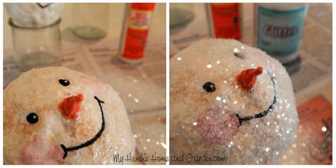 Snowman Christmas Ornaments - Make These Lovelies Easily - My Humble Home and Garden Making Snowman, Clay Easy, Diy Snowman Ornaments, Paper Mache Christmas, Snowman Crafts Diy, Humble Home, Vintage Christmas Crafts, Snowman Christmas Decorations, Snowman Christmas Ornaments