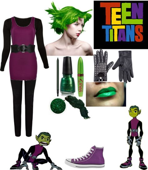 "Teen Titans: Beast Boy" by crystalline-switchblade ❤ liked on Polyvore Beast Boy Costume Girl, Makeup Prompts, Beast Boy Costume, Teen Titans Outfits, Teen Titans Cosplay, Comic Con Costumes, Easy Cosplay, Movie Inspired Outfits