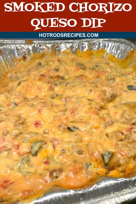 This Smoked Chorizo Queso Dip is the ONLY way to make queso. If you own a smoker and love queso then you must try this delicious recipe. Smoked Queso Dip On Smoker With Chorizo, Smoked Chorizo Queso Dip, Smoked Queso Dip On Smoker, Velveeta Dip, Chorizo Queso Dip, Queso Chorizo, Smoked Queso Dip, Chorizo Dip, Chorizo Queso