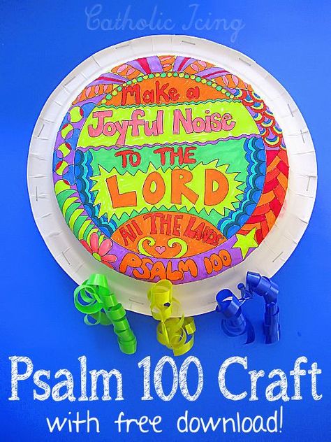 "Make a joyful noise to the Lord all the lands" Psalm 100:1 craft. Free to print, fun and easy to make! Preschool Rooms, Children's Church Crafts, Make A Joyful Noise, Bible Story Crafts, Catholic Crafts, Inexpensive Crafts, Preschool Bible, Bible School Crafts, Joyful Noise