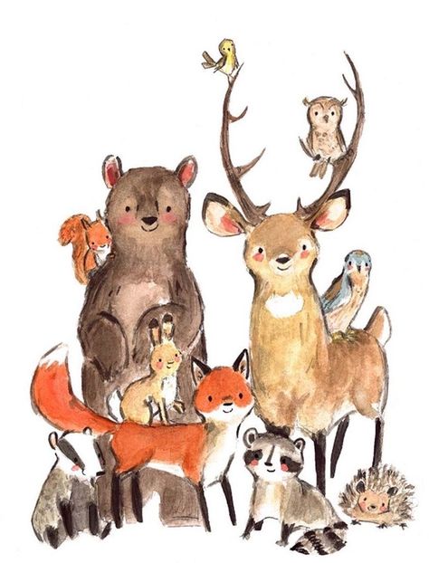 Bored Art, Art To Make, Woodland Art, Picture Books Illustration, Animal Books, Wonderful World, Watercolor Animals, Diy Art Painting, Children's Book Illustration