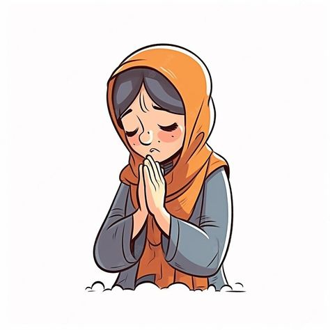 Woman Praying, Hands Together, A Cartoon, Premium Photo, A Woman, Stock Photos