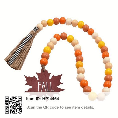 Leaf Garland Decor, Fall Wood Bead Garland, Wooden Beads Garland, Fall Color Schemes, Beads Garland, Tassel Decoration, Tulip Decor, Fall Bead, Moss Decor