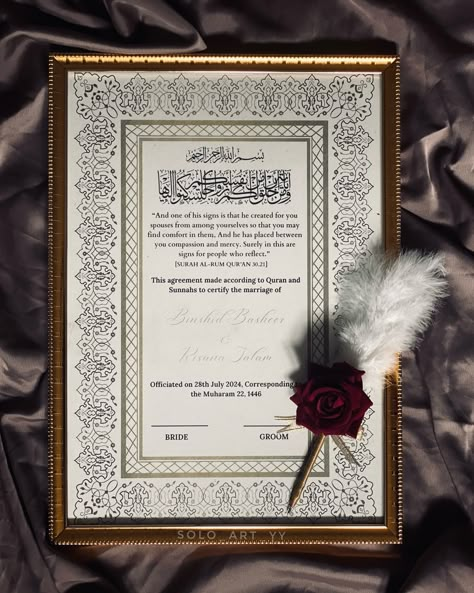 The beginning of Forever . Nikkah Nama 🤎 Dm for Enquiries 🫶🏻 #nikkahnama #nikkahpen #nikkahcertificate Nikkah Decor At Home, Backyard Nikkah, Nikkah Decor, The Beginning Of Forever, Nikkah Nama, Nikah Outfit, Certificate Background, Bridal Gift Wrapping Ideas, Simple Pakistani Dresses