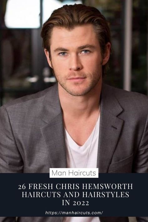 A man wearing gray suit Chris Hemsworth Haircut, Hemsworth Haircut, Short Textured Haircuts, Slick Back Haircut, Shaved Design, Barbers Cut, Buzz Cuts, Loose Ponytail, Textured Haircut