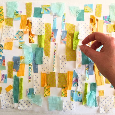 A step by step guide to using your fabric scraps to create a brand new fabric for unique textile art and sewing projects. Fabric As Art, Fabric Scrap Wall Art, Use Fabric Scraps, Recycled Fabric Art, Create Brand, Kid Friendly Crafts, Create A Brand, Step By Step Guide, Creating A Brand