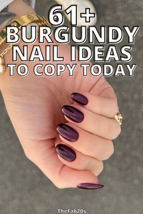 Burgundy nails Perfect Nail Color, Maroon Nail Designs, Manicure Images, Holo Nail Polish, Burgundy Nail Designs, Short Oval Nails, Maroon Nails, Classy Nail Designs, Burgundy Nails