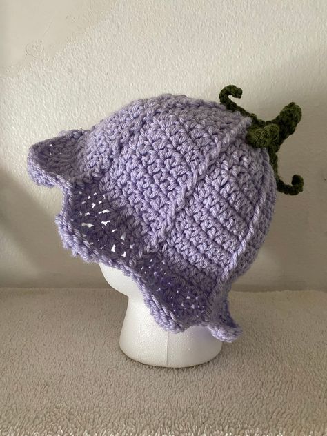 The Tulip Fairy Purple Crochet Flower Hat is meant for those who want to add something unique yet adorable to your wardrobe, a magical and soft hat to blend in with the nature around you. Made of 100% acrylic yarn and handmade crotched by me. Sizing regularly is 19-21" (in inches circumference) Unique Crochet Hats, Crochet Tulip Hat, Purple Flower Crochet, Tulip Fairy, Tulip Hat, Crochet Flower Hat, Crochet Character Hats, Crochet Purple, Clown Hat