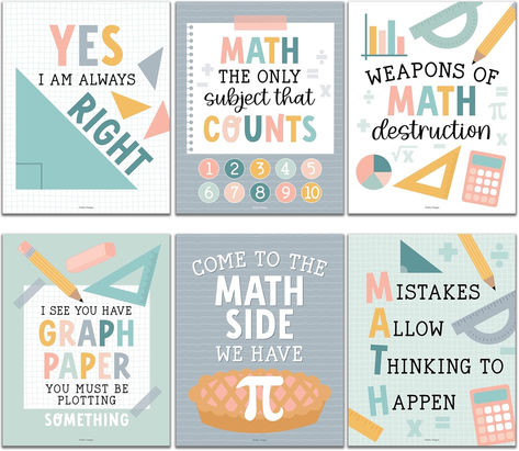 6 Boho Math Posters For Elementary School - Middle School Math Posters For Middle School, Math Posters For High School, Math Classroom Must Haves, Math Classroom Decor, Math Bulletin Board Sets Middle School Math Classroom Setup, Math Posters Middle School, Classroom Decor Math, High School Decor, Classroom Must Haves, Inspirational Bulletin Boards, Math Classroom Decor, Math Classroom Posters, High School Math Classroom