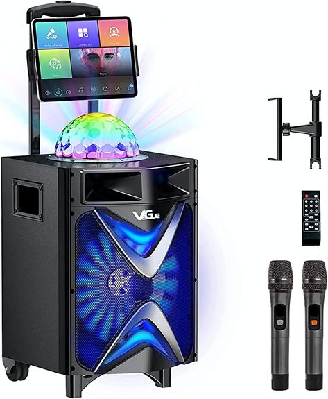 Karaoke Machine for Adults & Kids, VeGue Bluetooth PA Speaker System with 2 Wireless Microphones, Disco Ball, 10'' Subwoofer, Karaoke Singing Machine for Home Karaoke, Singing Party, Church (VS-1088) Home Karaoke, Boys Game Room, Karaoke Speaker, Karaoke System, Amazon Electronics, Karaoke Machine, Karaoke Party, Wireless Speakers Portable, Pa Speakers