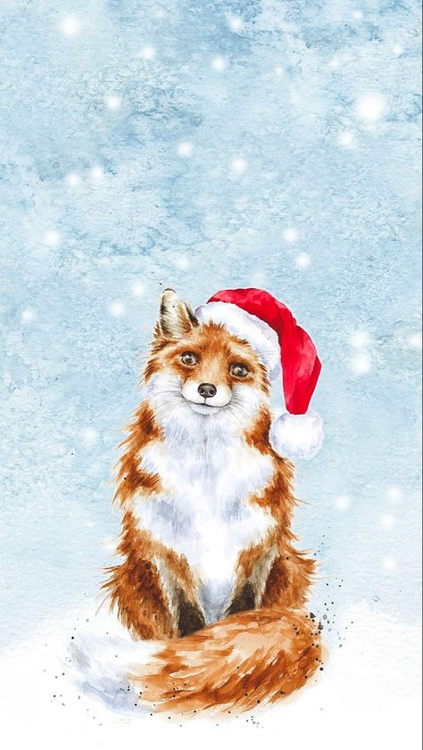 Fox Christmas, Wrendale Designs, Fox Painting, Boxed Christmas Cards, Beautiful Christmas Cards, Christmas Card Set, Blue Sky Background, Watercolor Christmas Cards, Winter Animals