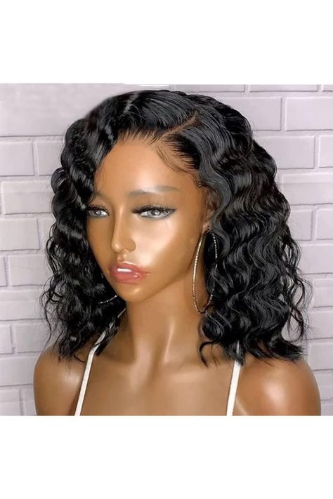 Imeya Glueless Short Deep Curly Bob Wig Human Hair 13x4 Lace Front Wigs Pre Plucked Brazilian Remy Wet and Wavy Human Hair Wigs for Black Women HD Lace Frontal Deep Wave Bob Wigs 150% Density 10 Inch Deep Wave Bob, 12 Inch Hair, Natural Hair Wigs, Curly Bob Wigs, Brazilian Remy Hair, Front Hair Styles, Deep Curly, Short Bob Wigs, Lace Hair