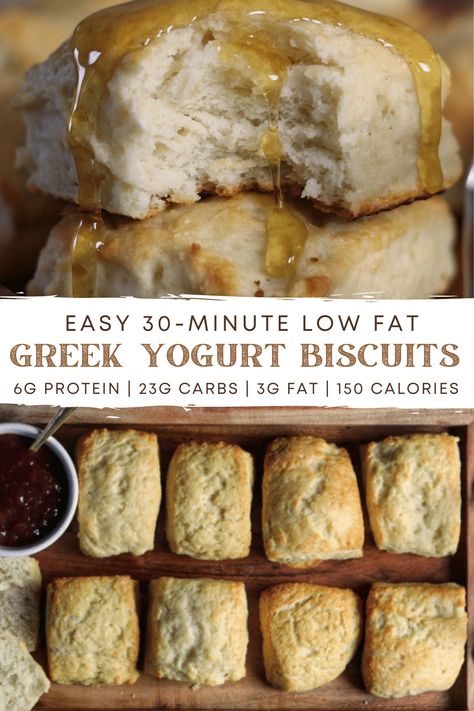 Just because you're eating healthy doesn't mean you have to miss out on biscuits and gravy this weekend. That's right! My Easy 30-Minute Low Fat Greek Yogurt Biscuits are the perfect low calorie breakfast option. Click here for the recipe! Greek Yogurt Biscuits, Yogurt Biscuits, Protein Biscuits, Low Fat Breakfast, Healthy Biscuits, Calorie Breakfast, Low Fat Diet Plan, Low Fat Dinner, Low Fat Snacks