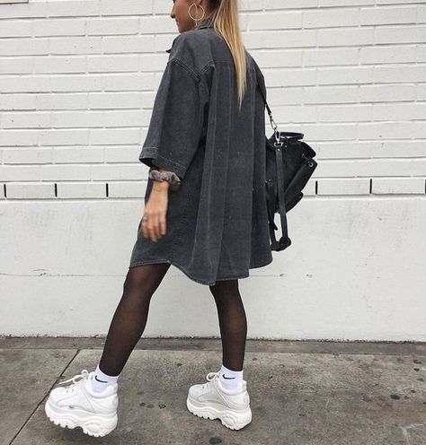 Buffalo Shoes, Looks Street Style, Looks Black, Mode Inspo, Fall Fashion Outfits, Edgy Outfits, Black Tights, Looks Style, Mode Inspiration