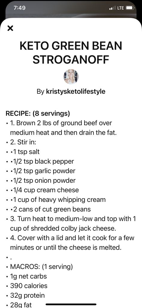 Green Bean Stroganoff Keto, Green Bean Stroganoff, Keto Suppers, Keto Savory, Ground Beef Keto Recipes, Mini Meals, Keto Green, Keto Easy, Keto Casserole