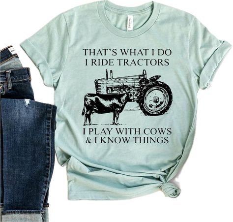 Farm Shirts, Farm Clothes, Farmer Shirt, Reunion Shirts, Cute Country Outfits, Country Girls Outfits, Cow Shirt, Farm Signs, Cute Shirt Designs