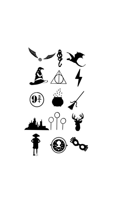 Harry Potter Open Book Tattoo, Harry Potter Simple Art, Harry Potter Symbols Tattoo, Harry Potter Illustration Art, Dibujos Harry Potter, Harry Potter Inspired Tattoos, Harry Potter Flash Tattoo, Harry Potter Flash, Harry Potter Desenho