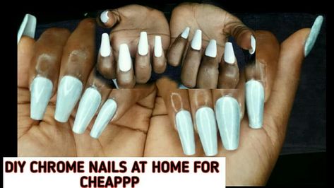 Want to know how to diy your cute nails at home and save some money. You need to watch this Do Your Nails At Home, Chrome Nail Powder, Diy Nails At Home, Chrome Powder, Nails At Home, My Nails, Chrome Nails, Powder Nails, Nail Art Decorations