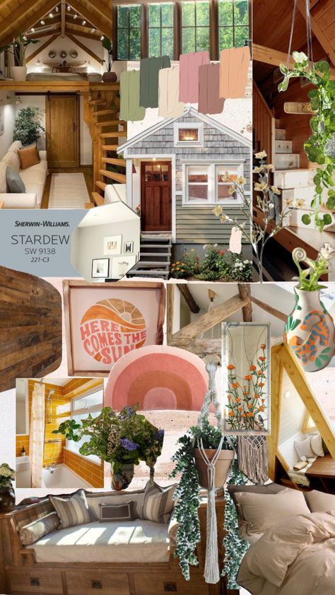 Tiny house aesthetic #tinyhouse #collage #aesthetic Tiny House Aesthetic, House Aesthetic, Tiny House, Table Decorations, Collage, Pins, Furniture, Home Decor, Home Décor