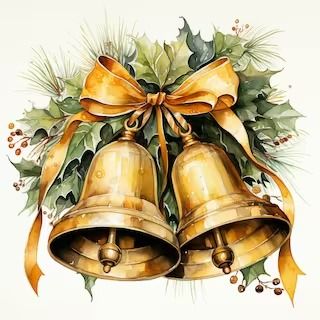 MagicDesign43 - Etsy Украина Bell Image, Cozy Boho, Christmas Bell, Watercolor Illustrations, Jpg Images, Christmas Clipart, Christmas Watercolor, Christmas Bells, Holiday Design