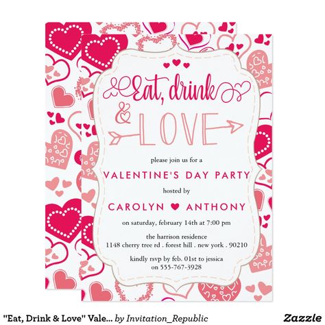 "Eat, Drink & Love" Valentine's Day Party Invitation.Celebrate in style with these trendy Valentine's day party invitations. This design is easy to personalize with your special event wording and your guests will be thrilled when they receive these fabulous invites.  #ad Princess Baby Shower Invitation, Valentines Baby Shower, Valentines Day Baby, Baby Shower Brunch, Valentine's Day Party, Modern Baby Shower, Baby Shower Invites, Pink Valentines, Holiday Invitations