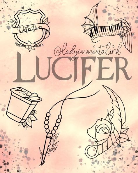 Mazikeen Tattoo Ideas, Lucifer Tv Show Tattoo Ideas, Lucifer Morningstar Tattoo Design, Lucifer Morningstar Tattoo Ideas, Mazikeen Tattoo, Lucifer Morningstar Tattoo, Lucifer Tattoo Design, Lucifer Tattoos, Lucifer Tattoo Ideas