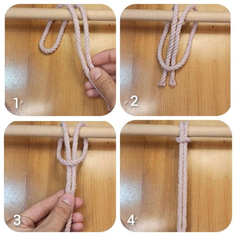 You can learn Lark's Head Knot. Also called cow hitch knot #macrametutorial #knotting Cow Hitch Knot Tutorial, Macrame Larks Head Knot, Cow Hitch Knot, Larks Head Knot, Hitch Knot, Macrame Knots Tutorial, Macrame Home Decor, Macrame Supplies, Sewing Machine Projects