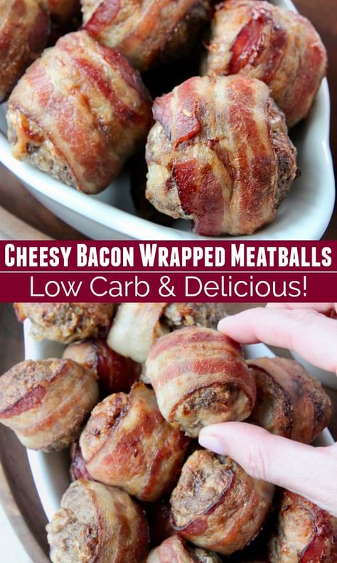 Best Meatballs Ever, Wrapped Meatballs, Bacon Wrapped Meatballs, The Best Meatballs, Oven Baked Meatballs, Cheesy Pasta Recipes, Bacon Wrapped Meatloaf, Baked Meatballs, Cheese Stuffed Meatballs