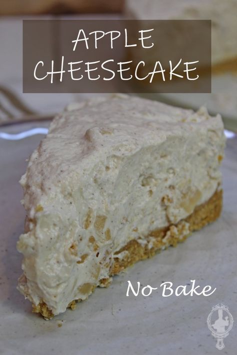 Apple Cheesecake No Bake, Apple Cream Cheese Recipes, Baked Apple Cheesecake, Cheesecake No Bake, Apple Cream Cheese, Baked Apple Dessert, Easy No Bake Cheesecake, Apple Cheesecake, Apple Pie Filling