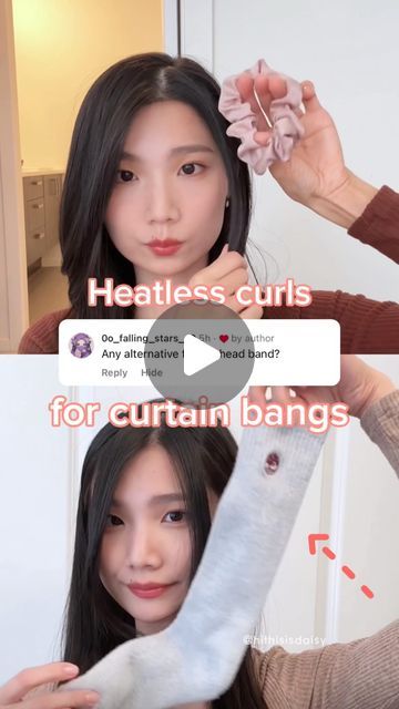 How To Set Curtain Bangs Without Heat, Overnight Curtain Bang Styling, Heatless Curtain Bangs Styling, How To Trim Curtain Bangs, Heatless Curtain Bangs, How To Curl Curtain Bangs, Hair Curlers Overnight, Curl Hair Without Heat, Foam Curlers