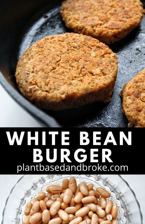 White Bean Burger Recipe, White Bean Burgers, White Bean Burger, Vegan Bean Burger, White Bean Recipes, Cannellini Bean, Veggie Burgers Recipe, Bean Burgers, Veggie Burgers