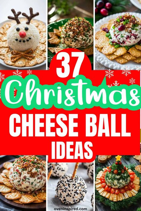 Get these tasty and totally easy Christmas cheese balls for your next holiday party. Save this pin for later! Red Velvet Cheese Ball, Cheese Ball Everything Bagel, Cheese Ball Gift Packaging, Food Shaped Like Balls, Decorative Cheese Balls, Sweet Cream Cheese Balls Recipe, Santa Cheese Ball, Beer Cheese Ball, Everything Cheese Ball