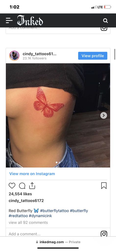 Tattoos In Red, Red Butterfly Tattoo, Full Leg Tattoos, Red Ink Tattoos, Red Tattoos, Red Butterfly, Spine Tattoos, Henna Tattoo Designs, Red Ink