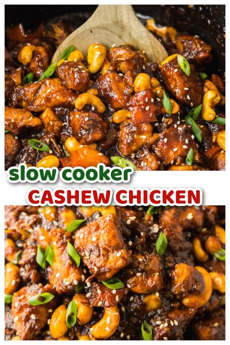 Slow Cooker Cashew Chicken - Life With The Crust Cut Off Slow Cooker Cashew Chicken, Chicken Cooker, Cashew Chicken, Crock Pot Slow Cooker, Crock Pot Cooking, Crescent Rolls, Slow Cooker Chicken, Cooker Recipes, Cashew