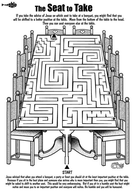 Parable Of The Great Banquet, Bible Study James, Bible Mazes, Crossword Puzzles, Sunday School, Lesson Plans, Bible Study, Coloring Pages, Bible