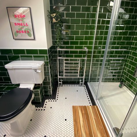 Green Metro Tiles, Metro Tiles Bathroom, Master Bath Layout, Green Tile Bathroom, Her Bathroom, Green Tiles, Small Bathroom Renovations, Bathroom Design Layout, Metro Tiles