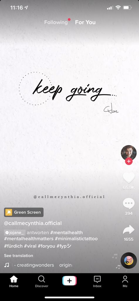 Keep Going Tattoo, Mental Health Matters, Minimalist Tattoo, Keep Going, Tattoos, Quick Saves