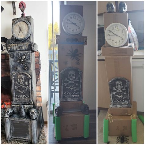 Halloween Decorations Outdoor Stranger Things, Stranger Things Halloween Outdoor, Stranger Things Clock Diy, Halloween Clock Diy, Halloween Grandfather Clock Diy, Stranger Things Decoration Diy, Stranger Things Halloween Decorations Outdoor, Stranger Things Outdoor Halloween Decor, Hunted House Ideas Halloween Diy