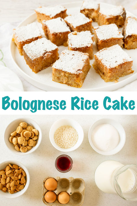 Traditional Bolognese Rice Cake (Video) Traditional Bolognese, Dessert For Easter, Italian Desserts Traditional, Italian Rice, Amaretti Cookies, Italian Easter, Cake Video, Simple Video, Italian Dessert