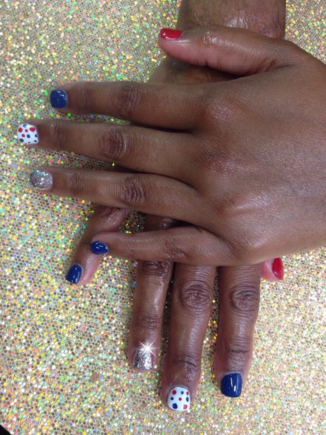 Usa Nails Simple, Simple Usa Nails, America Nails Simple, Easy 4th Of July Nails Simple At Home, 4thof July Nail Designs, Usa Nails, 4thnof July Nails, Nail Work, Nails Simple