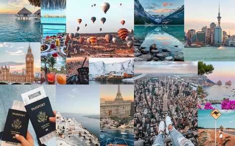 Travel Collage Wallpaper Laptop, Travel Wallpaper Laptop, Travel World Aesthetic, Macbook Case Stickers, Computer Desktop Wallpaper, Air Wallpaper, London Wallpaper, Macbook Air Wallpaper, World Map Travel