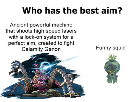 Guardians vs Octoroks Botw Funny, Link Funny, Calamity Ganon, Legend Of Zelda Memes, Botw Zelda, Zelda Funny, Zelda Botw, Video Game Memes, Link Zelda