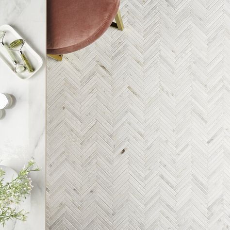 Ivy Hill Tile Arctic White 0.5" x 4" Marble Herringbone Mosaic Wall & Floor Tile | Wayfair Stone Mosaic Wall, Marble Herringbone, Natural Stone Mosaic, White Marble Tiles, Marble Collection, Honed Marble, Ivy Hill Tile, Herringbone Tile, Mosaic Wall Tiles