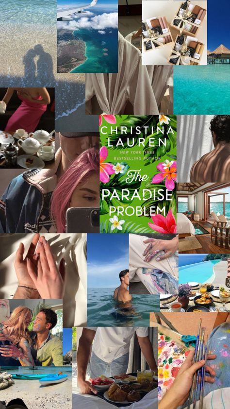 the paradise problem by christina lauren aesthetic Christina Lauren Books, Lauren Aesthetic, Rachel Elizabeth Dare, Aesthetic Shuffles, Girly Movies, Christina Lauren, Collage Book, Summer Books, Summer Goals