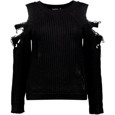 Boohoo Anna Distressed Cold Shoulder Jumper (59 BRL) ❤ liked on Polyvore featuring tops, sweaters, shirts, cold shoulder turtleneck sweater, sequined sweater, knit sweater, chunky knit sweater and party shirts Cold Shoulder Jumper, Ripped Sweater, Open Shoulder Sweater, Chunky Turtleneck Sweater, Attitude Clothing, Tokyo Street Fashion, Distressed Sweater, Hipster Grunge, Marled Sweater