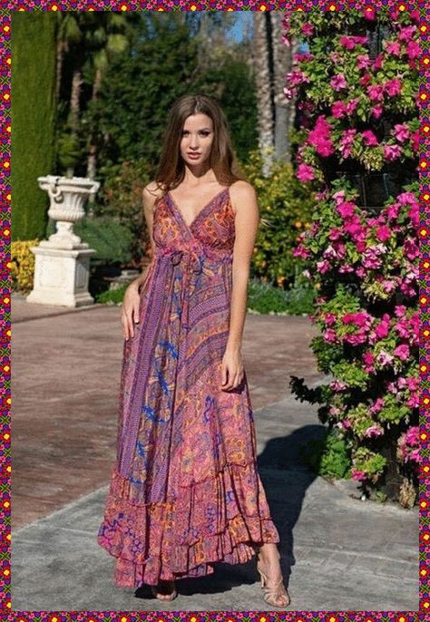 Silk Dress Boho Style, Boho Maxi Dress Summertime, Hippie Formal Dress, Boho Dress Outfit, Bohemian Quotes, Cotton Boho Dress, Traditional Ideas, Beautiful Boho Dresses, Boho Maxi Dresses