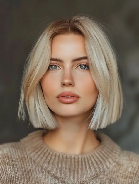 Shaggy Fine Hairstyles, Expensive Looking Haircut, Medium Bob Straight Hair, Blonde Bob Hairstyles 2024, Celebs With Bobs, Short Bob Fine Hair Straight, Silver Hair Bob Haircut, Flippy Bob Hairstyles, Textured Blonde Bob