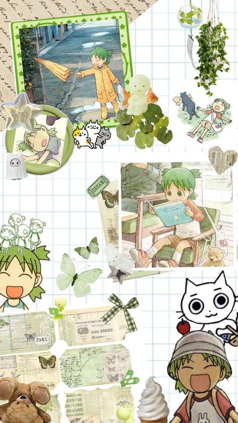 yotsuba Widget Screen, Outfits For Drawings, Ghibli Core, Aesthetic Bg, Phone Layout Ideas, Japan Graphic Design, Photo Widget, Phone Layouts, Cute Banners